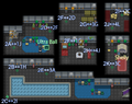 Team Aqua Hideout B1F with identified warps, items and important NPCs